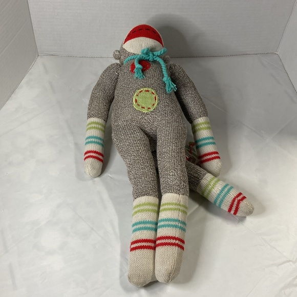 Genuine Monkeez and Friends Sock Monkey “ Neville” Plush Stuffed Animal Gray 19” - Picture 3 of 15